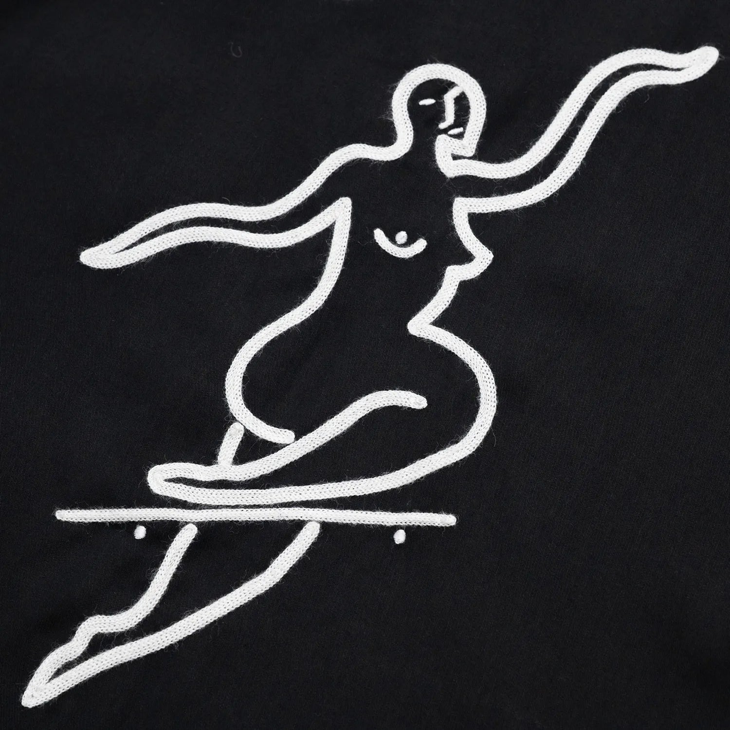 光沢を抑えたテンセル生地のPOLAR SKATECO(ポーラー)のボーリングシャツ「NCF BOWLING SHIRTS」のBLACKカラーの背面のデザイン写真