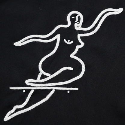 光沢を抑えたテンセル生地のPOLAR SKATECO(ポーラー)のボーリングシャツ「NCF BOWLING SHIRTS」のBLACKカラーの背面のデザイン写真