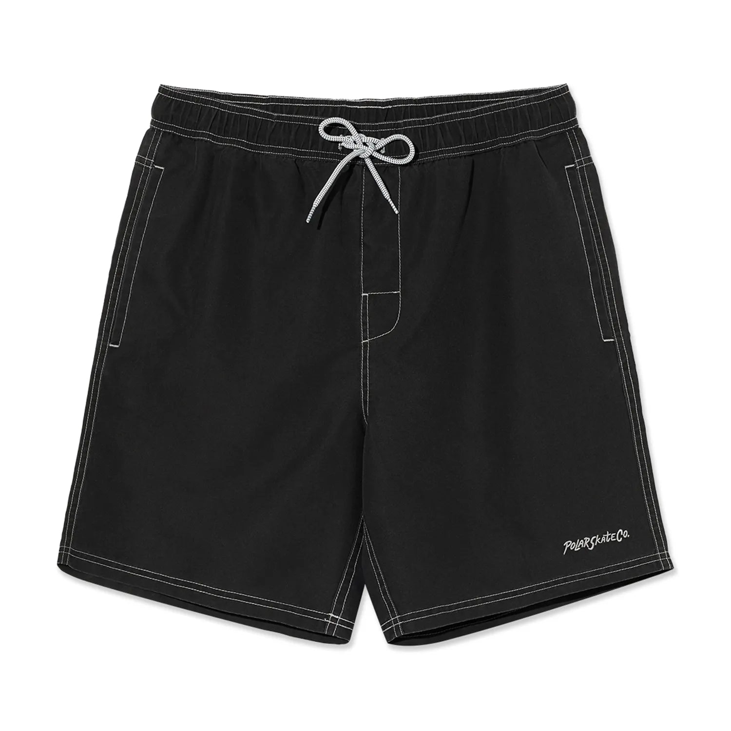 水陸両用可能なPolar Skate Co(ポーラー)のスイムショーツ「ZIGGY SWIM SHORTS」のVINTAGE BLACKカラーの正面からの商品写真