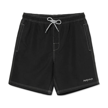 水陸両用可能なPolar Skate Co(ポーラー)のスイムショーツ「ZIGGY SWIM SHORTS」のVINTAGE BLACKカラーの正面からの商品写真