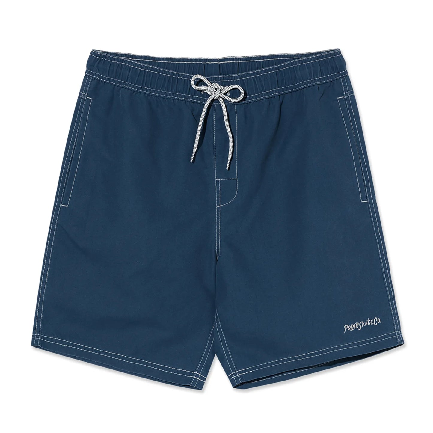 水陸両用可能なPolar Skate Co(ポーラー)のスイムショーツ「ZIGGY SWIM SHORTS」のVINTAGE INDIGOカラーの正面からの商品写真