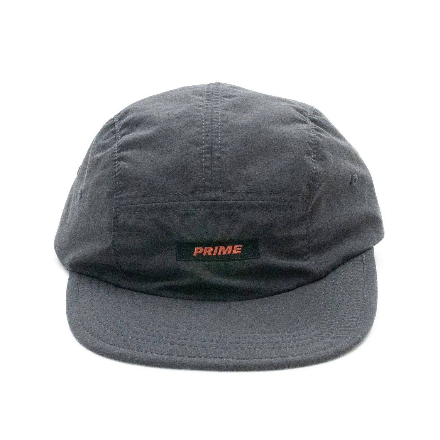 PrimeのDARK GREYカラーのナイロン製のジェットキャップ「BOX LOGO NYLON JET CAP」の正面からの商品写真