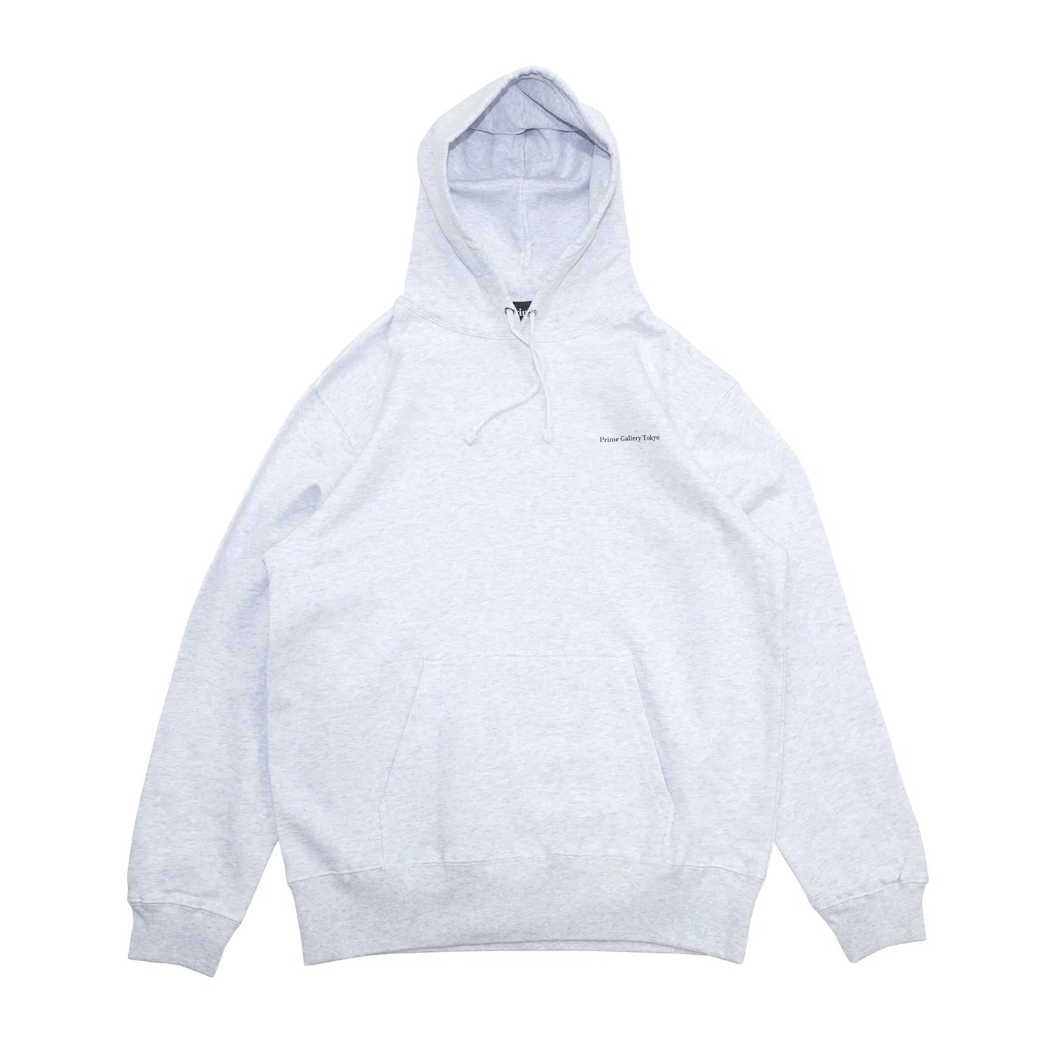 Primeのパーカー・フーディ「PRIME GALLERY BAR LOGO HOODY」のASHカラーの正面からの商品写真