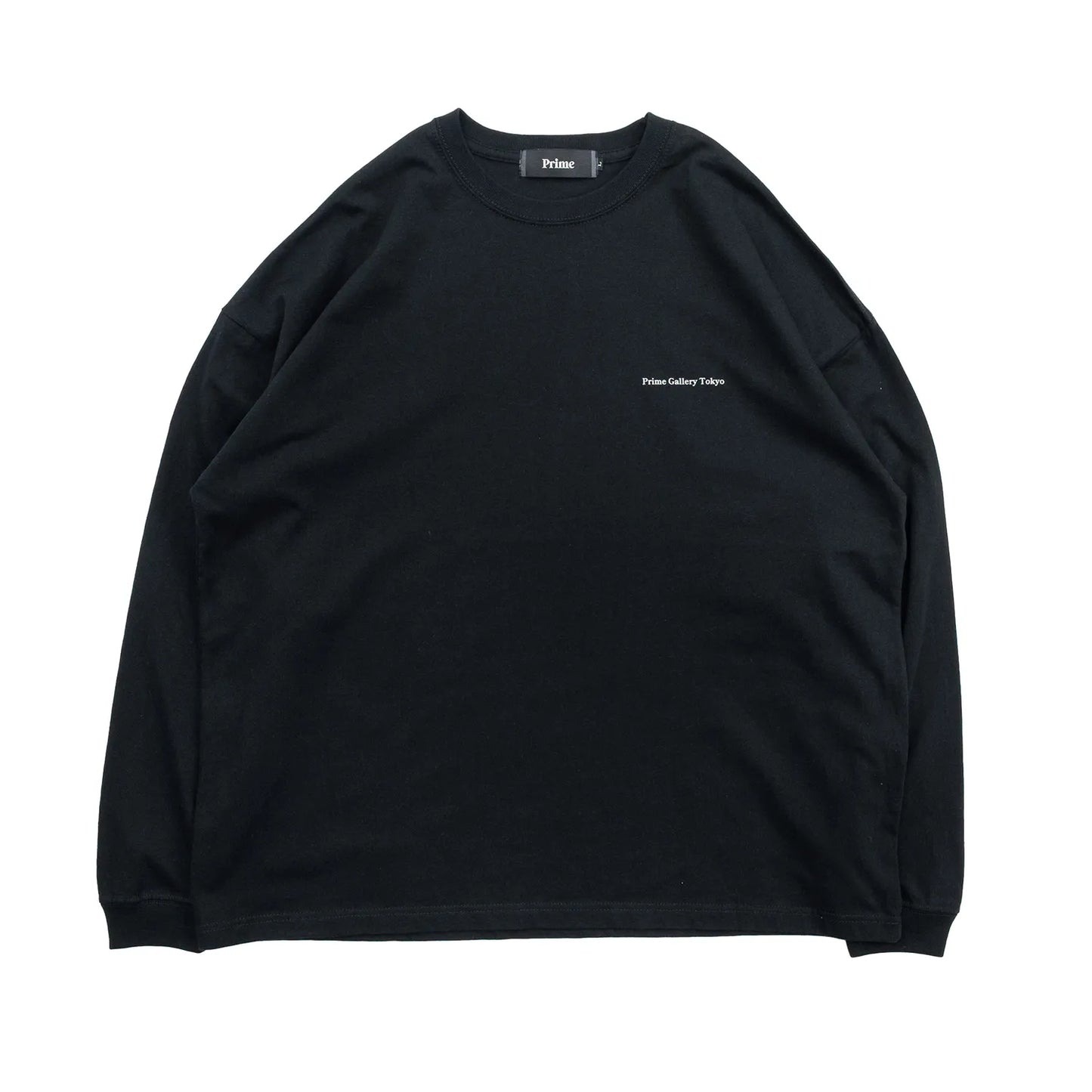 PrimeのロングスリーブTシャツ「PRIME GALLERY LOGO L/S TEE」のBLACKカラーの正面からの商品写真