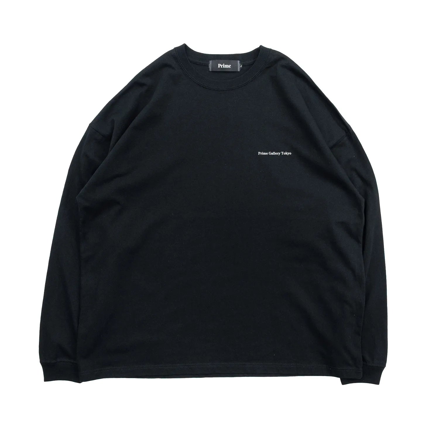PrimeのロングスリーブTシャツ「PRIME GALLERY LOGO L/S TEE」のBLACKカラーの正面からの商品写真