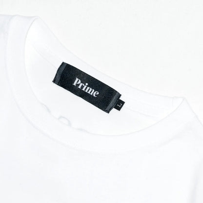 PrimeのスタッフTシャツ第三弾「PSG LOGO STAFF S/S TEE」のWHITEカラーの襟元の写真