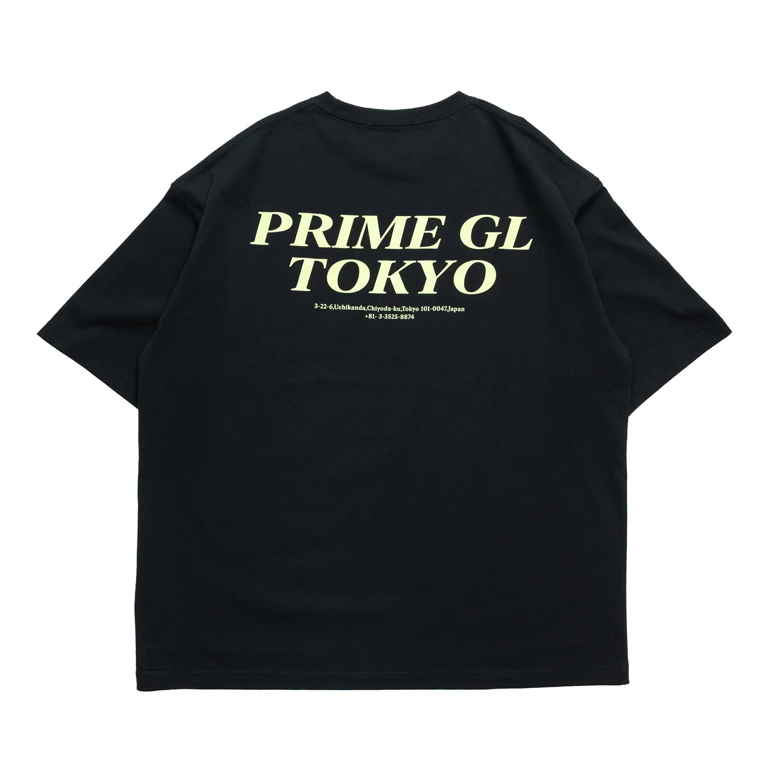 PrimeのTシャツ「SOUVENIER STAFF TEE」のBLACKカラーの背面からの商品写真