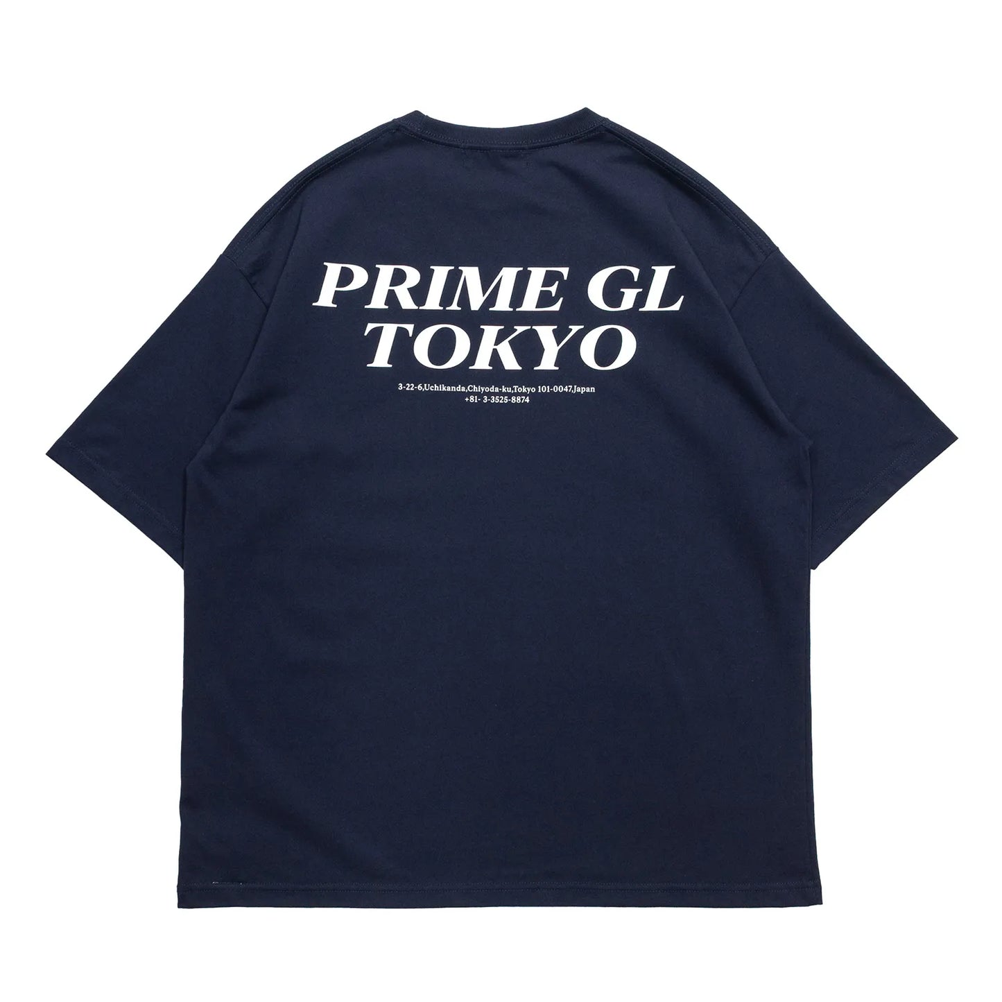 PrimeのTシャツ「SOUVENIER STAFF TEE」のNAVYカラーの背面からの商品写真