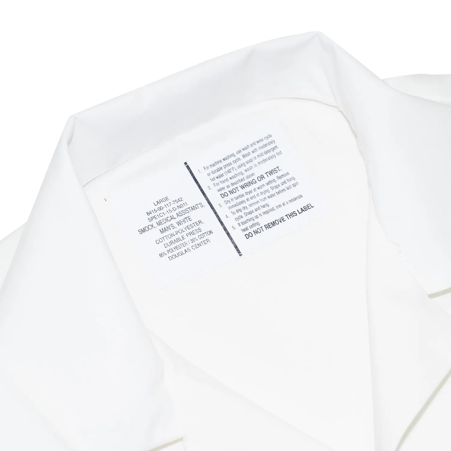 Primeがセレクトするビンテージウェア「PRIME VINTAGE」の「US MILITARY STAFF S/S SHIRTS」のWHITEカラーの襟元の写真