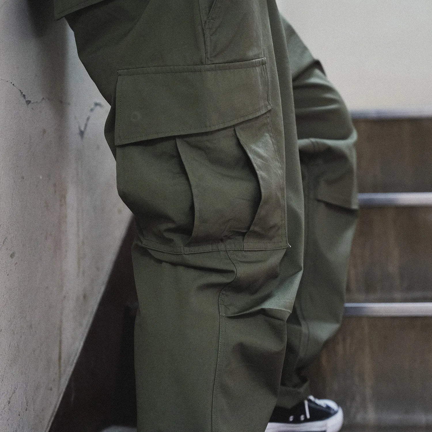 Primeのジャングルファティーグパンツ「VIETNAM JUNGLE FATIGUE PANTS MK-II」の着用時のサイドポケット写真