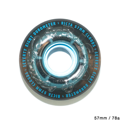 RICTA WHEELS(リクタウォール)のクルーザー・ソフトウィール「CLOUDS  - 57MM / 78A」の「TRANSPARENT BLACK BLUEカラー」の側面からの商品写真