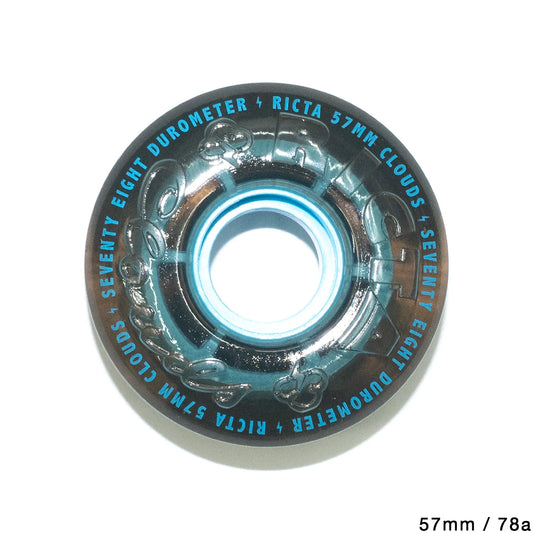 RICTA WHEELS(リクタウォール)のクルーザー・ソフトウィール「CLOUDS  - 57MM / 78A」の「TRANSPARENT BLACK BLUEカラー」の側面からの商品写真