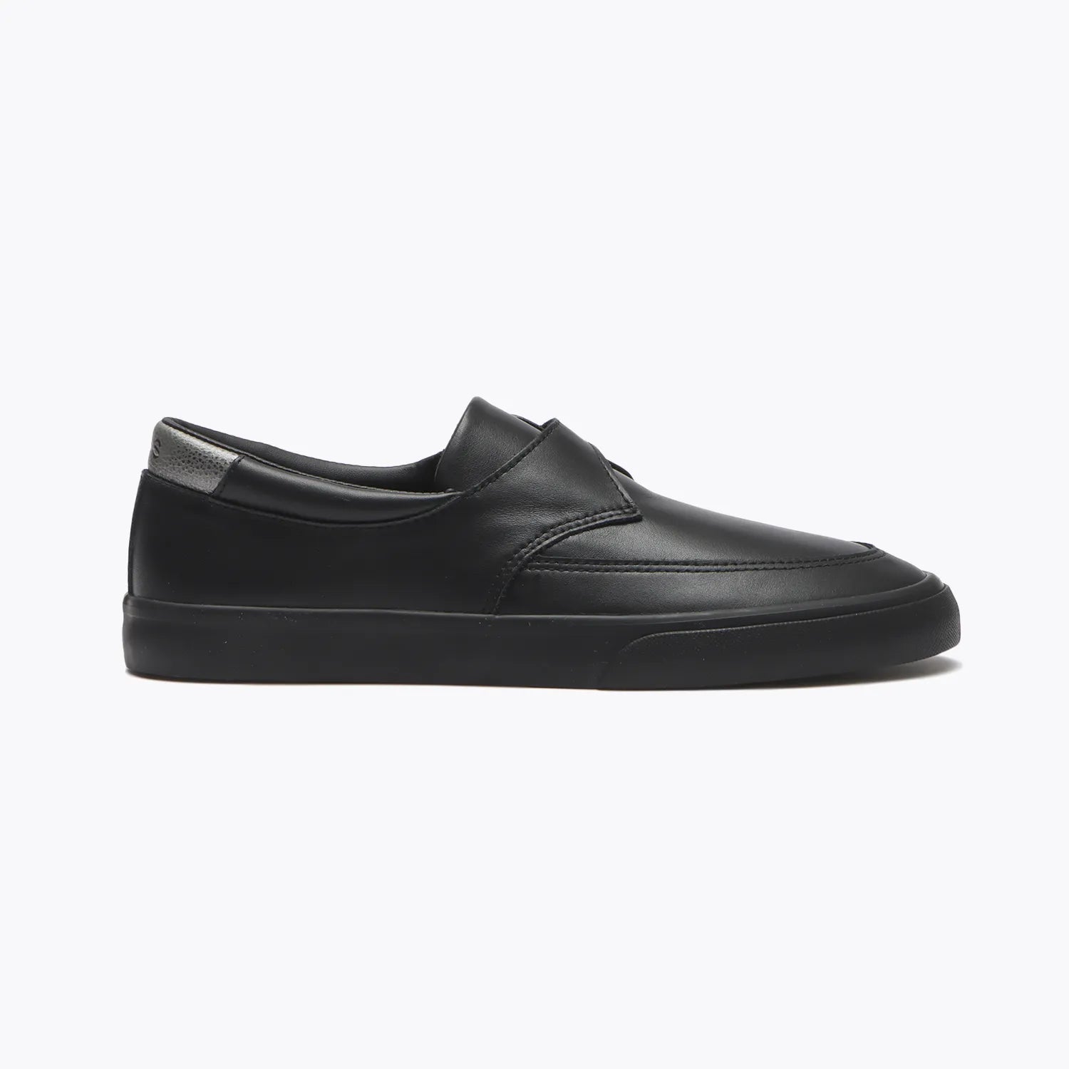 GRAVIS SKATEBOARDING(グラビススケートボーディング)のレザー素材のスケートボード・スケボーシューズ「REVERSE MONK STRAP LEATHER」のBLACK/BLACKの側面からの商品写真