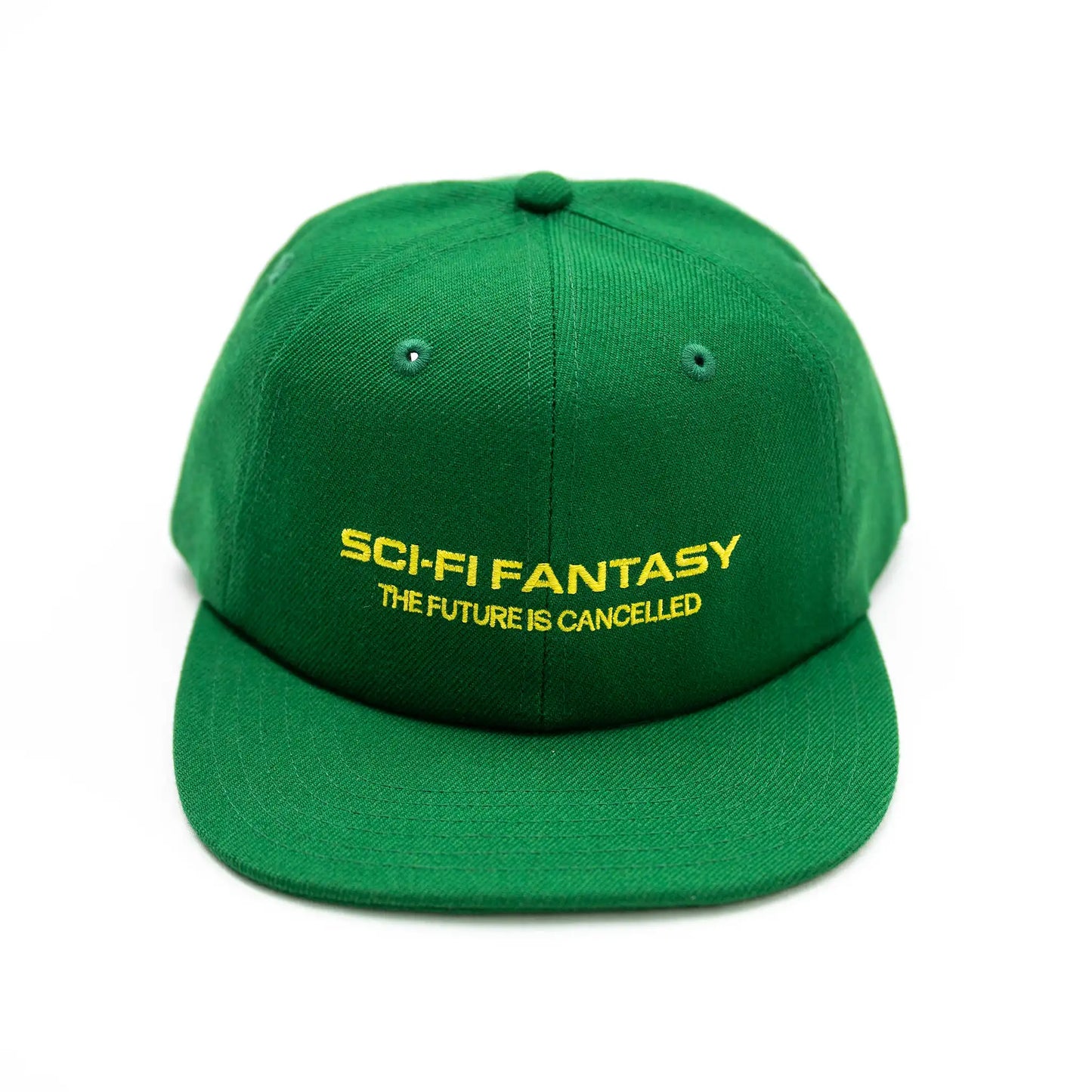 「SCI-FI FANTASY」のキャップ「FUTURE IS CANCELLED CAP」のGREENカラーの写真