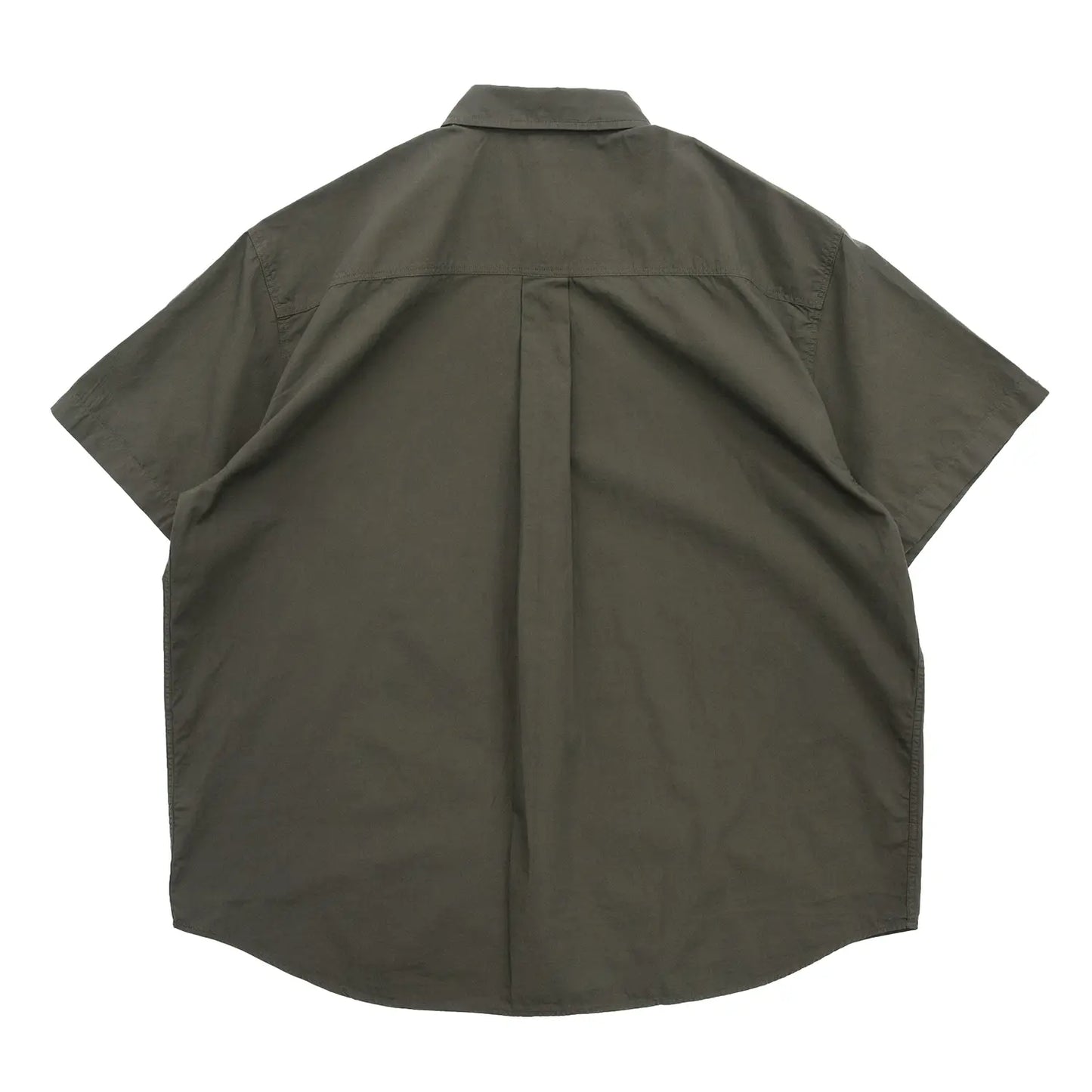 POLAR SKATE CO(ポーラー)のワイドなシルエットのコットン半袖シャツ「MITCH SHIRT」の「DIRTY BLACK」カラーの背面からの商品写真