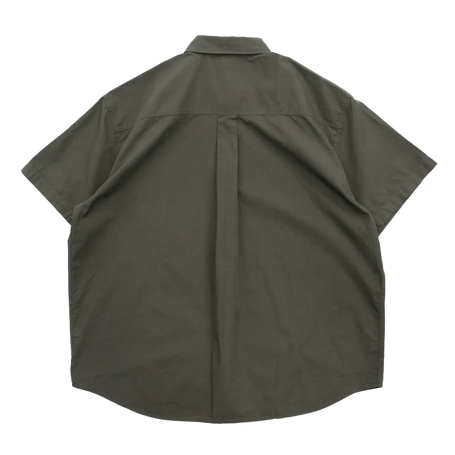 POLAR SKATE CO(ポーラー)のワイドなシルエットのコットン半袖シャツ「MITCH SHIRT」の「DIRTY BLACK」カラーの背面からの商品写真