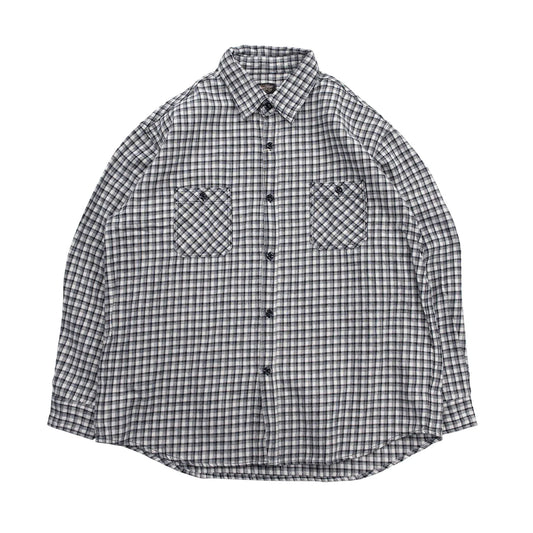 SUGER CANE(シュガーケーン)の細かい格子柄のワークシャツ「SMALL PLAID L/S WORK SHIRTS」の「OFF WHITEカラー」の正面からの商品写真