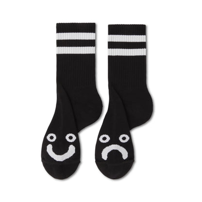 POLAR SKATE CO HAPPY SAD RIB SOCKS - BLACK