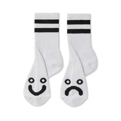 POLAR SKATE CO HAPPY SAD RIB SOCKS - WHITE