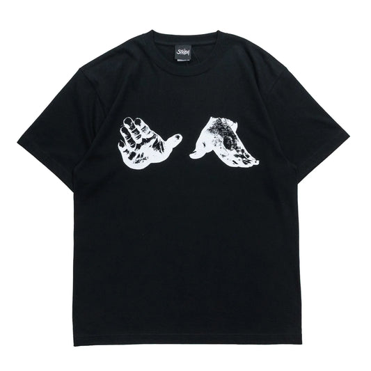 STRUSH(ストラッシュ)のブランドを代表するグラフィックがフロントにプリントされたのTシャツ「ROCKS TEE」のBLACKカラーの正面からの商品写真