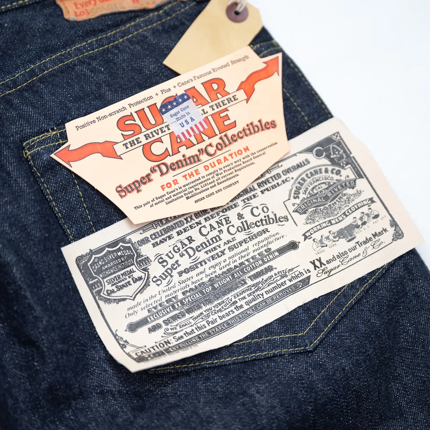 SUGAR CANE(シュガーケーン)の「Super Denim Collectibles」シリーズ第三弾の「1940’s SPECIAL (Made in USA / SC49050)」の商品ラベルの写真