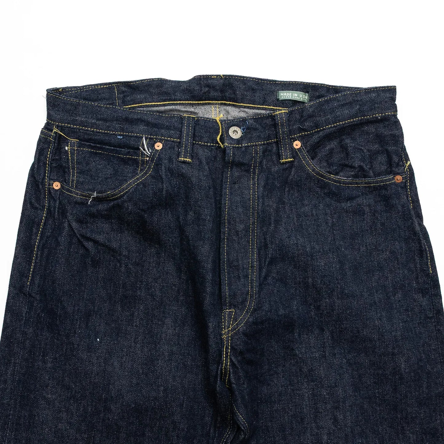SUGAR CANE(シュガーケーン)の「Super Denim Collectibles」シリーズ第三弾の「1940’s SPECIAL (Made in USA / SC49050)」の正面ウエスト部分の写真