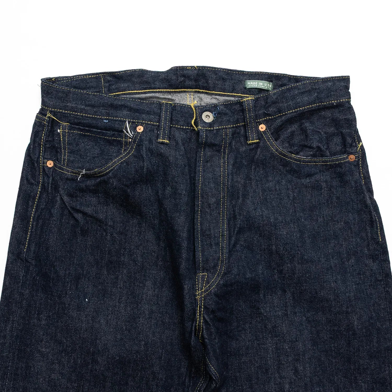 SUGAR CANE(シュガーケーン)の「Super Denim Collectibles」シリーズ第三弾の「1940’s SPECIAL (Made in USA / SC49050)」の正面ウエスト部分の写真