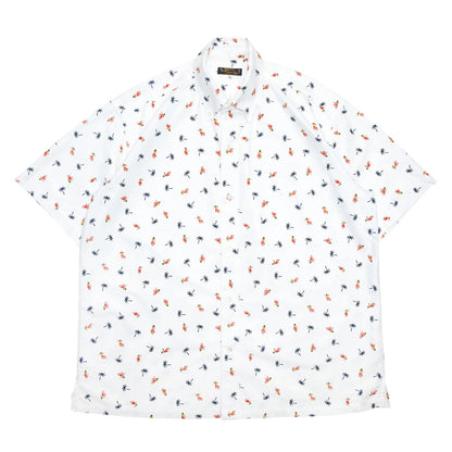1960年代のクラシックなボタンダウンシャツをベース作られたSUN SURFの半袖シャツ「COTTON OXFORD B.D. SHIRT “HULA DANCER”」のOFF WHITEカラーの正面からの商品写真