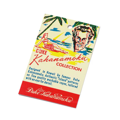 SUN SURF(サンサーフ)のDUKE KAHANAMOKUアーカイブを復刻したアロハシャツ「SPECIAL EDITION WONDROUS PALM TREE」のタグカードの写真