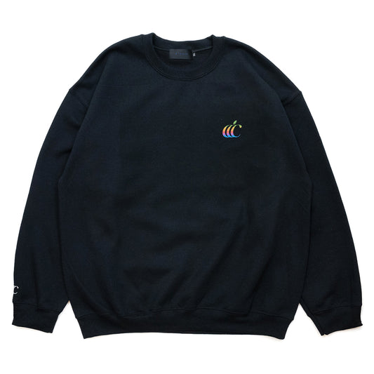 CLUMSY PICTURES CLASSIC CCC CREW SWEAT - BLACK/RAINBOW