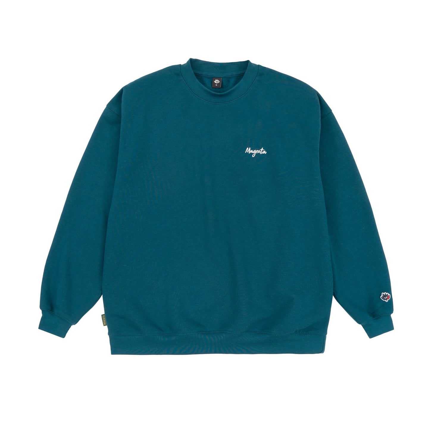 MAGENTA SCRIPT CREWNECK - PETROL BLUE