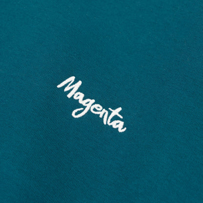 MAGENTA SCRIPT CREWNECK - PETROL BLUE