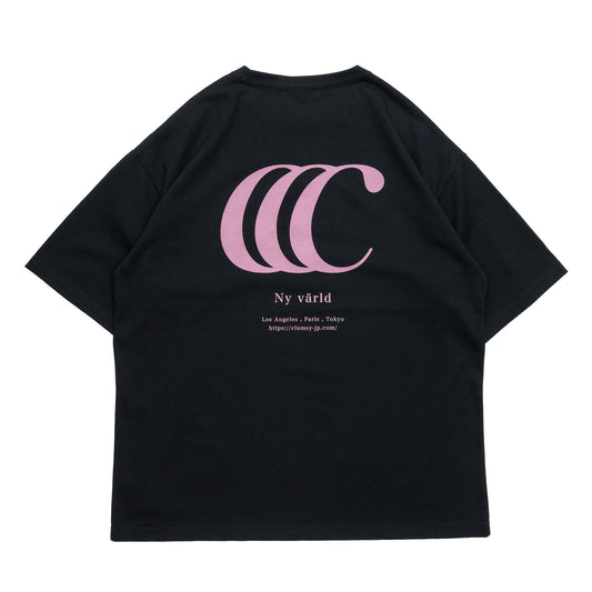 CLUMSY PICTURES LIMITED CCC S/S WIDE TEE - BLACK/ROSE