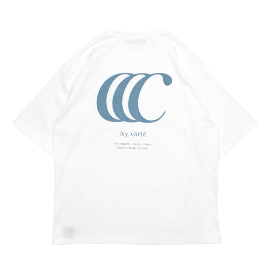 CLUMSY PICTURES LIMITED CCC S/S WIDE TEE - WHITE/PRUSSIAN BLUE