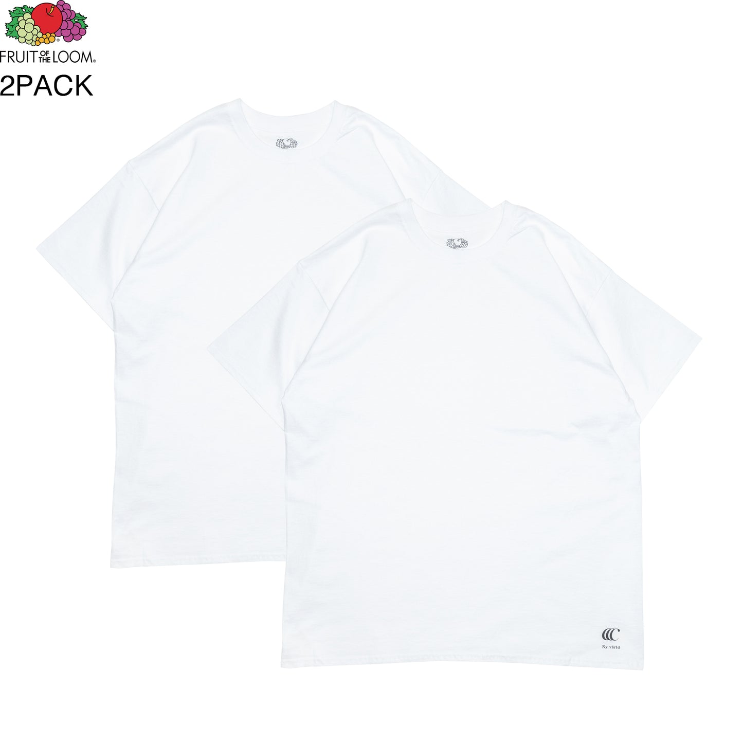 CLUMSY PICTURES  FRUIT OF THE ROOM 2 PACK S/S TEE - WHITE