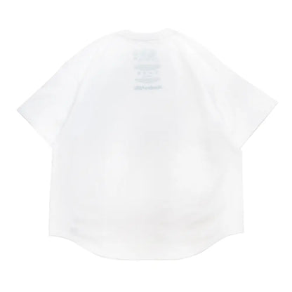 裾がラウンドカットされたHombre Nino(オンブレニーニョ)とFRUIT OF THE LOOMのダブルネームTシャツのWHITEカラーの背面からの商品写真