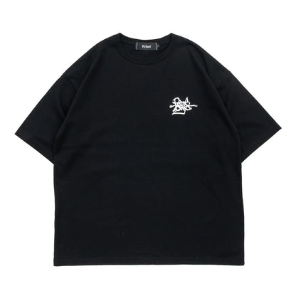 Prime 10周年記念の限定モデルのTシャツ「TAGGING LOGO」のBLACKカラーの正面からの商品写真