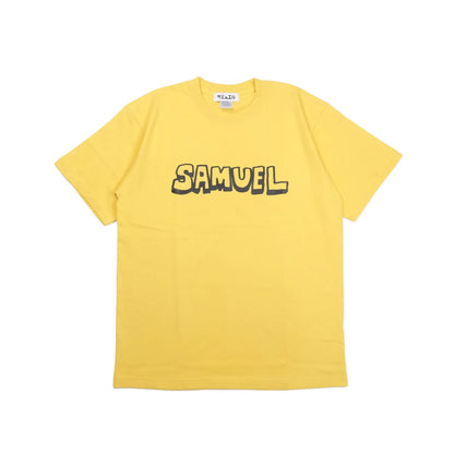 スチャダラパーのANI（アニ）氏とナオヒロック（IIIIINOUT）による「SAMUEL」の定番グラフィックのTシャツ「DAT TEE」のBANANAカラーの正面からの商品写真