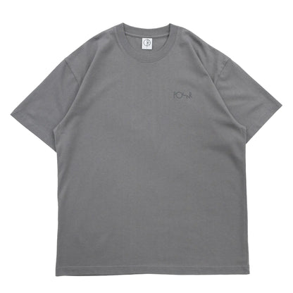 POLAR SKATE CO(ポーラー)の背面にSTROKE LOGOがプリントされた定番Tシャツ「CONTRAST FILL LOGO TEE」のGREYカラーの正面からの商品写真