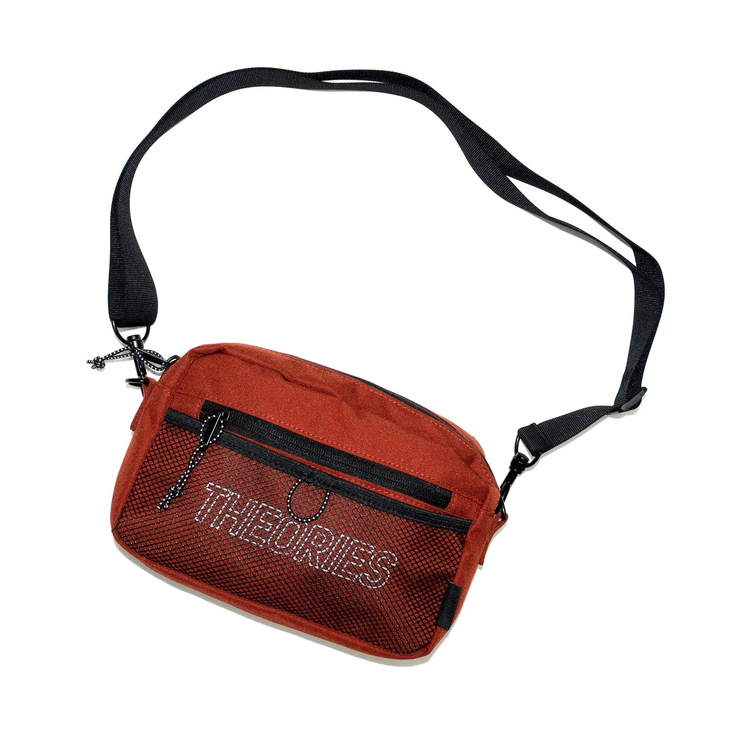 THEORIES(セオリーズ)のナイロン性ショルダーバッグ「NUNTING SPORT SHOULDER BAG」のBURGUNDYカラーの正面からの商品写真