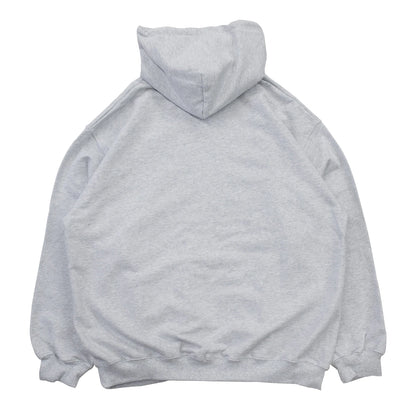 TRIBE WEAR(トライブウェア)の肉厚なフーディー｜パーカー「BASIC HOODIE」のGREYカラーの背面からの商品写真