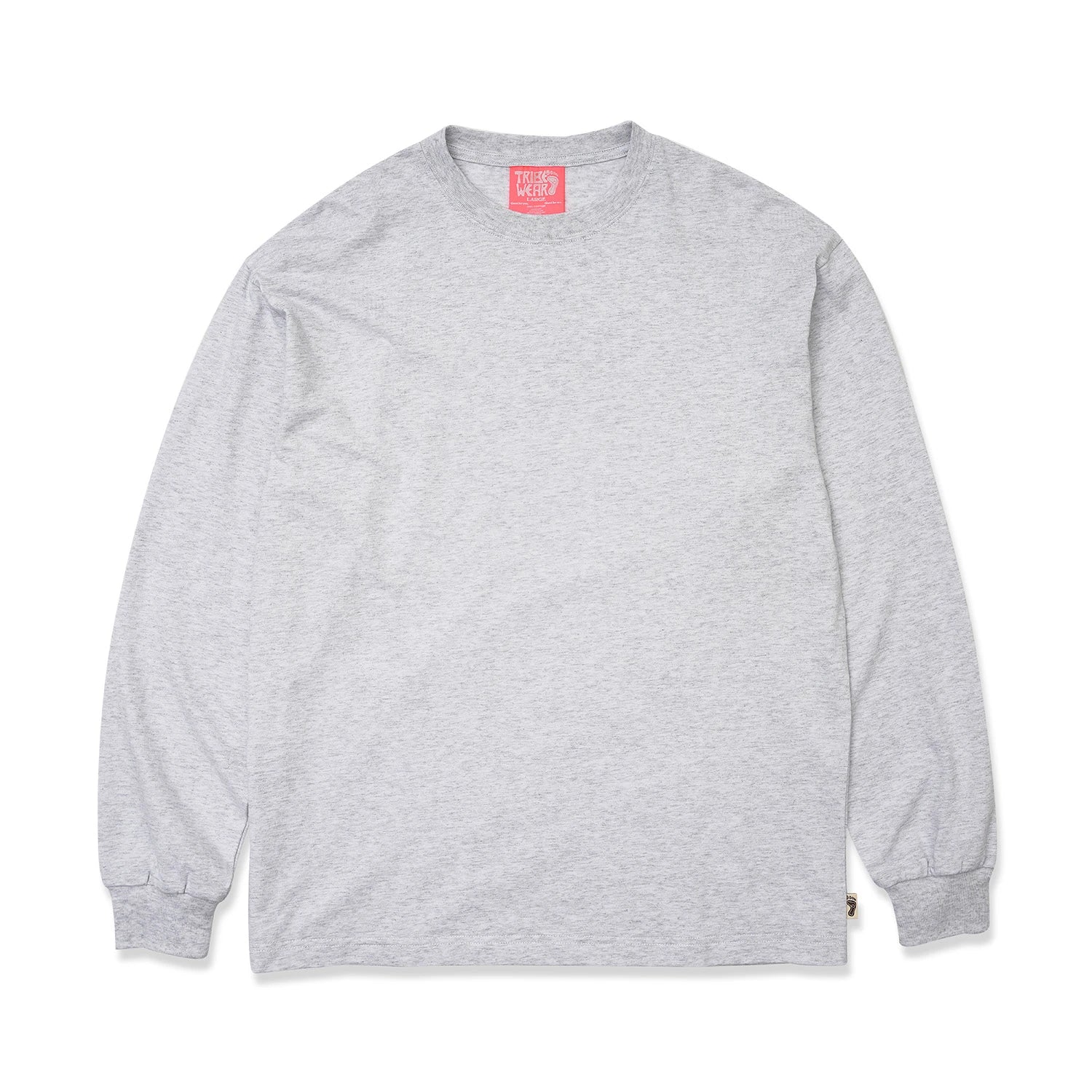 TRIBE WEAR(トライブウェア)のヘビーオンスのロングスリーブTシャツ「BASIC L/S TEE」のGREYカラーの正面からの商品写真