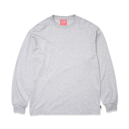 TRIBE WEAR(トライブウェア)のヘビーオンスのロングスリーブTシャツ「BASIC L/S TEE」のGREYカラーの正面からの商品写真