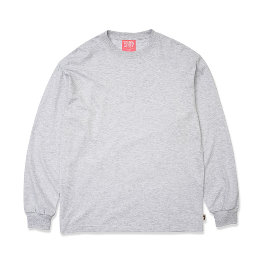 TRIBE WEAR(トライブウェア)のヘビーオンスのロングスリーブTシャツ「BASIC L/S TEE」のGREYカラーの正面からの商品写真