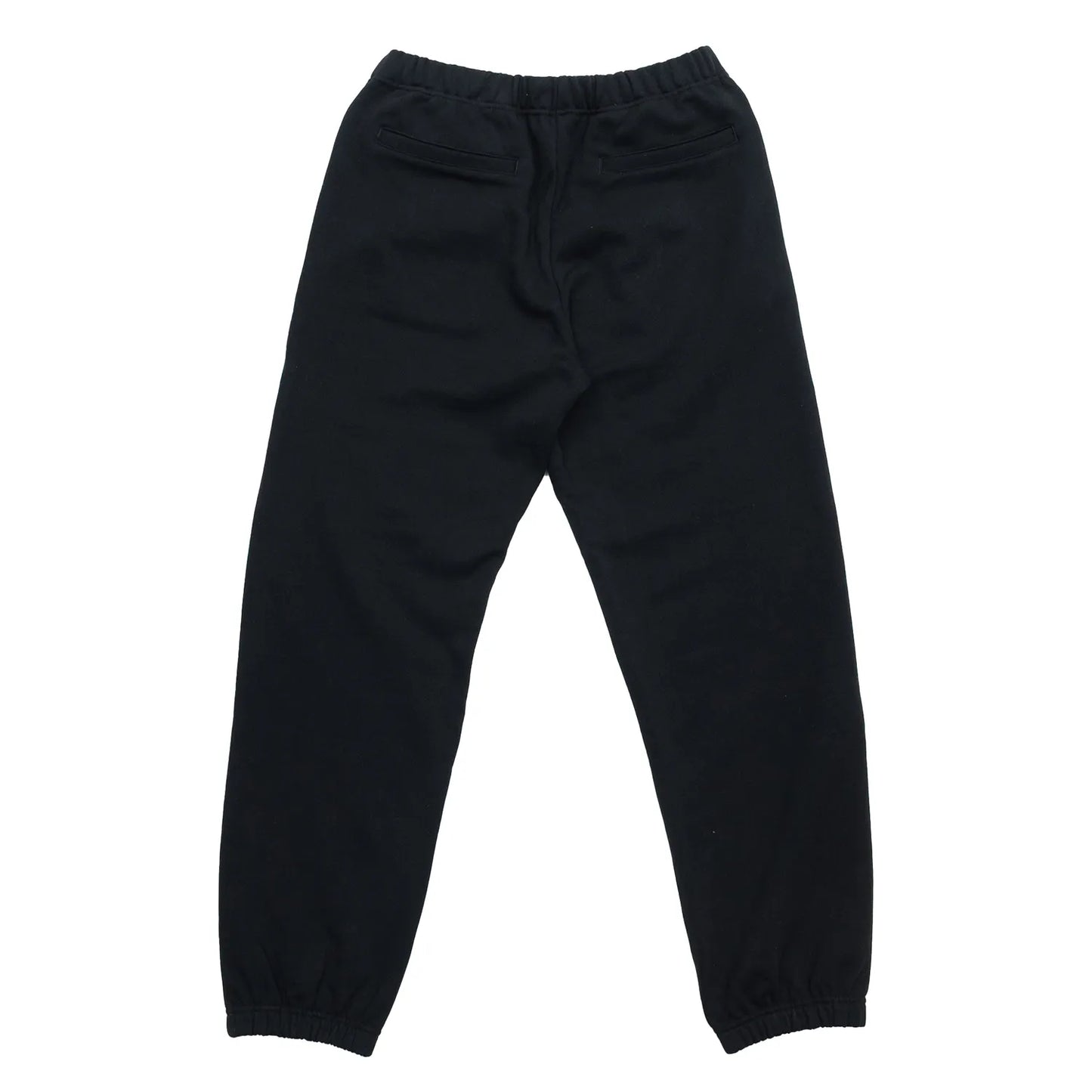 TRIBE WEAR(トライブウェア)のヘビーオンスなパイル生地を使用した「BASIC SWEAT PANTS」のBLACKカラーの背面からの商品写真