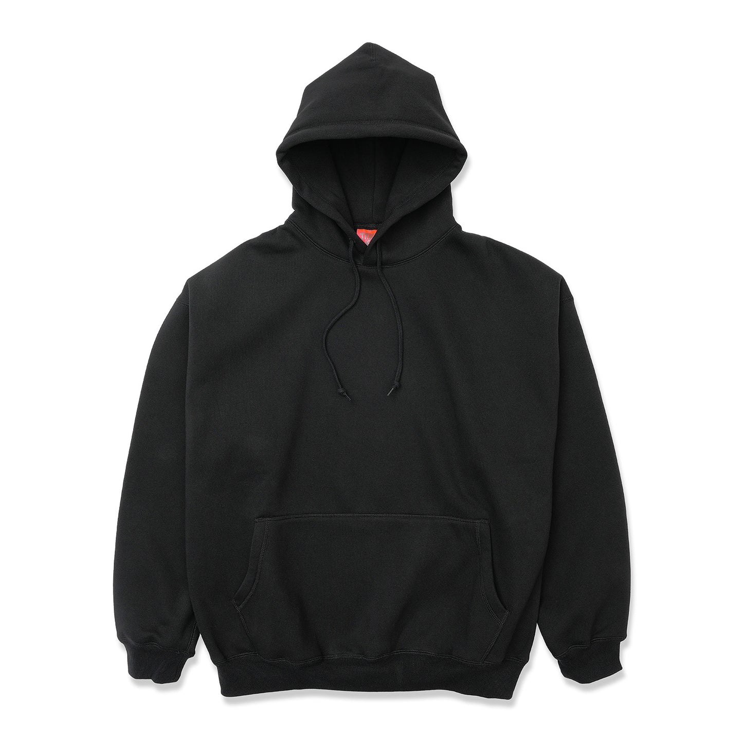 TRIBE WEAR(トライブウェア)のプレミアムな肉厚ヘビーオンスパーカー「NOT BASIC SWEAT HOODIE」のBLACKカラーの正面からの商品写真