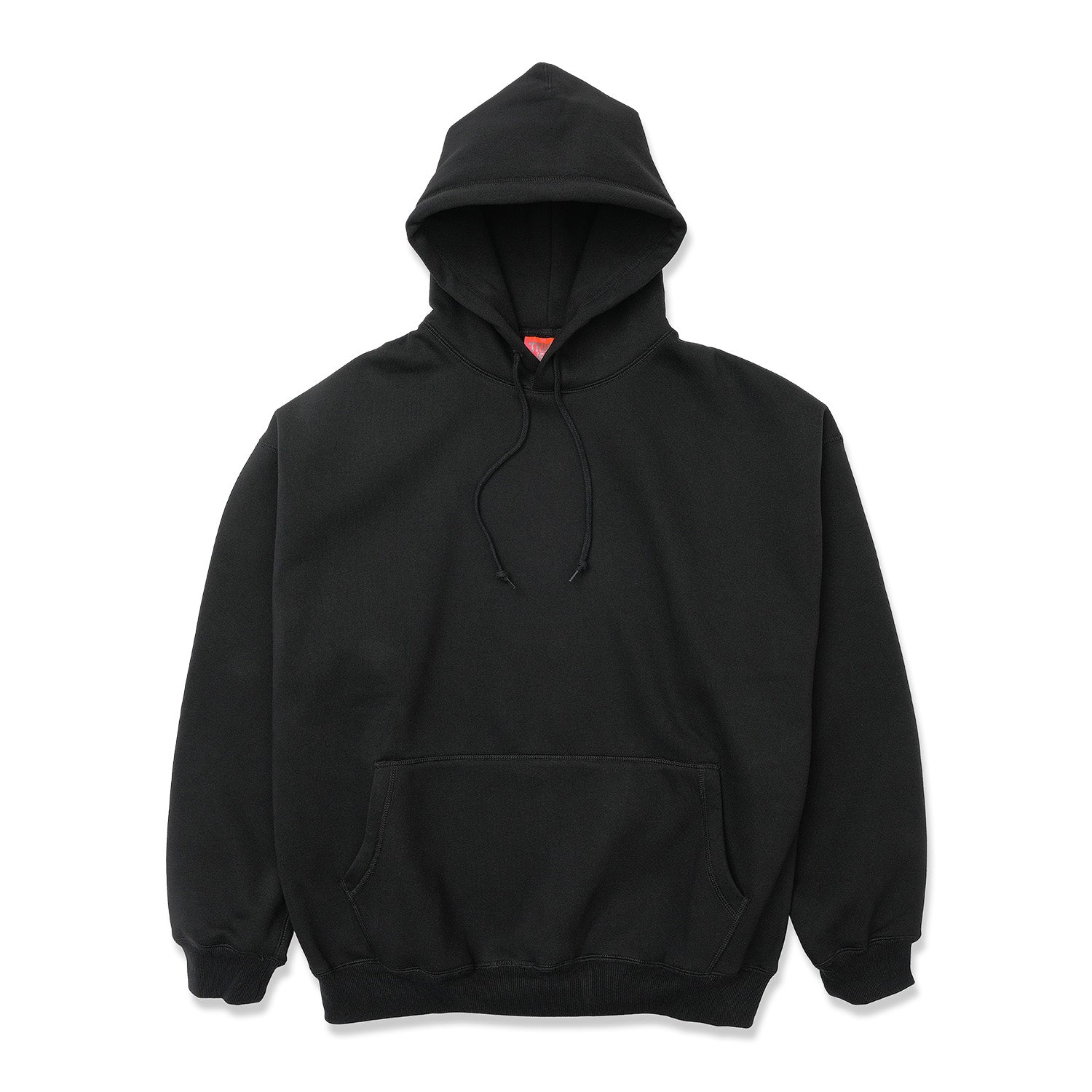 TRIBE WEAR(トライブウェア)のプレミアムな肉厚ヘビーオンスパーカー「NOT BASIC SWEAT HOODIE」のBLACKカラーの正面からの商品写真