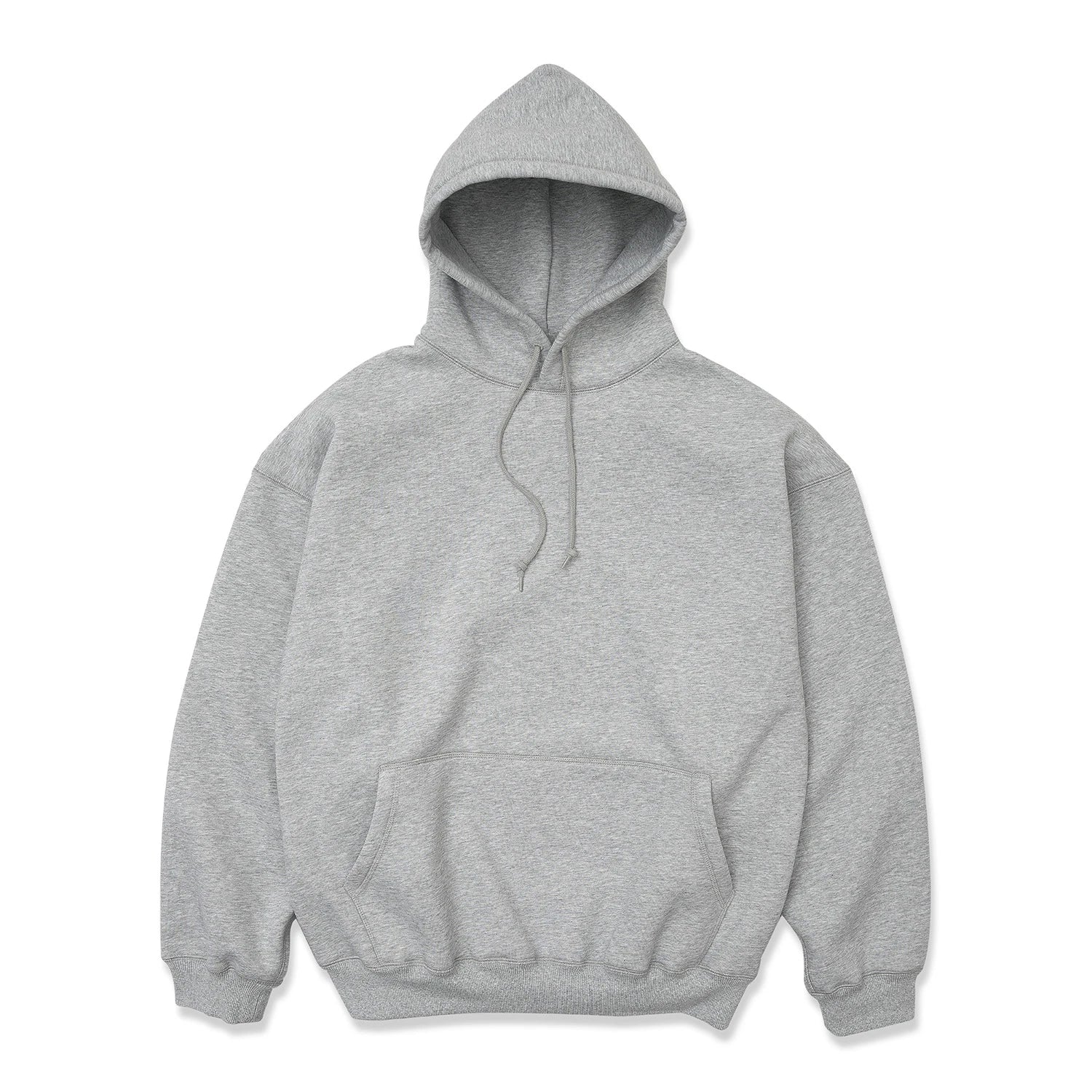 TRIBE WEAR(トライブウェア)のプレミアムな肉厚ヘビーオンスパーカー「NOT BASIC SWEAT HOODIE」のGREYカラーの正面からの商品写真