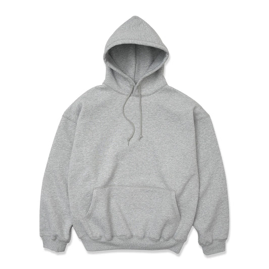 TRIBE WEAR(トライブウェア)のプレミアムな肉厚ヘビーオンスパーカー「NOT BASIC SWEAT HOODIE」のGREYカラーの正面からの商品写真