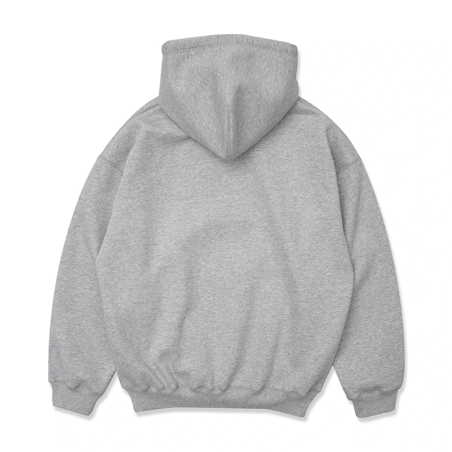 TRIBE WEAR(トライブウェア)のプレミアムな肉厚ヘビーオンスパーカー「NOT BASIC SWEAT HOODIE」のGREYカラーの背面からの商品写真